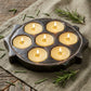 10" Black Cement Seven Tealight Round Candle Holder