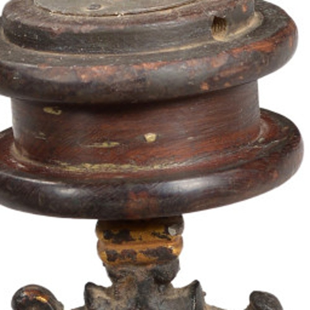 16" Black Distressed Floral Metal Tabletop Tealight Candle Holder