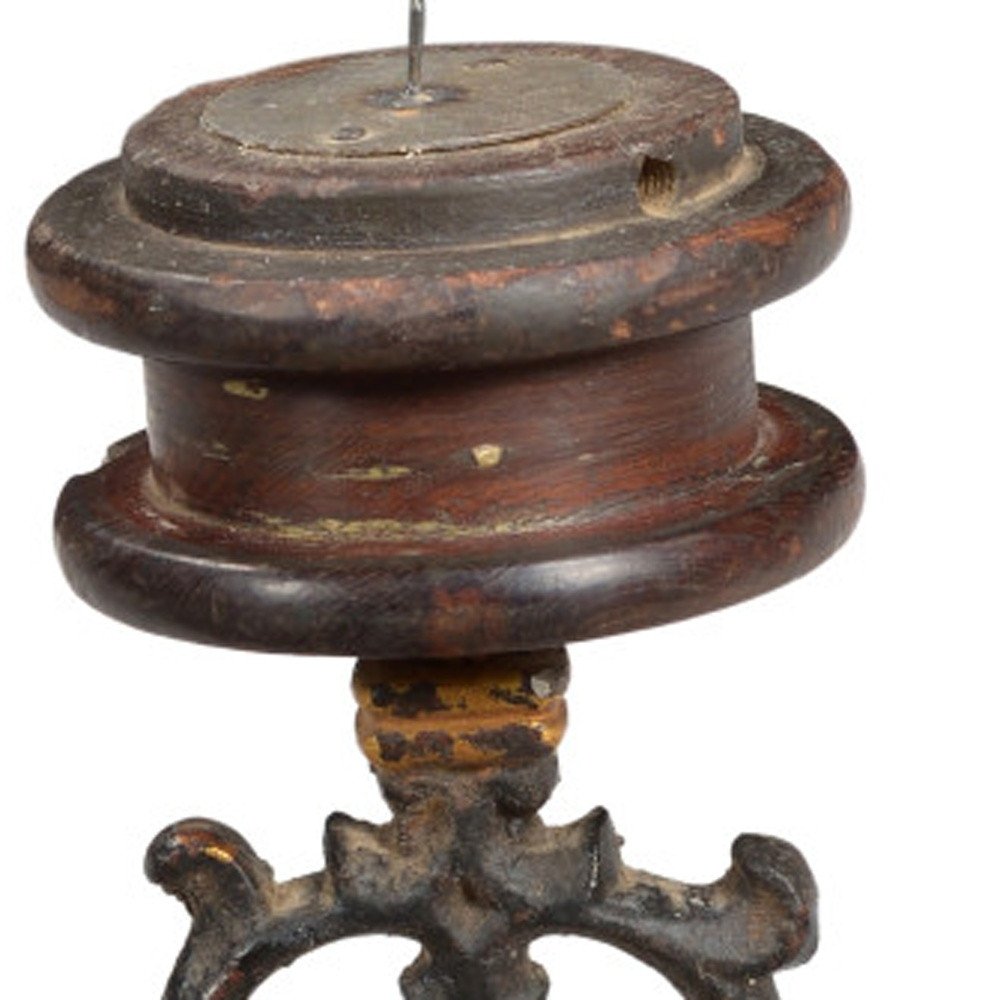 16" Black Distressed Floral Metal Tabletop Tealight Candle Holder