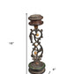 16" Black Distressed Floral Metal Tabletop Tealight Candle Holder