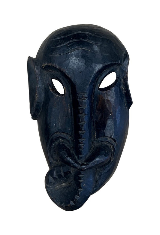 10" Black Solid Wood Decorative Mask Tabletop Sculpture