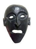 11" Black Solid Wood Decorative Mask Tabletop Sculpture