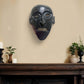 11" Black Solid Wood Decorative Mask Tabletop Sculpture