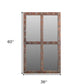 60" Wood Brown Rustic Solid Wood Window Pane Framed Accent Mirror