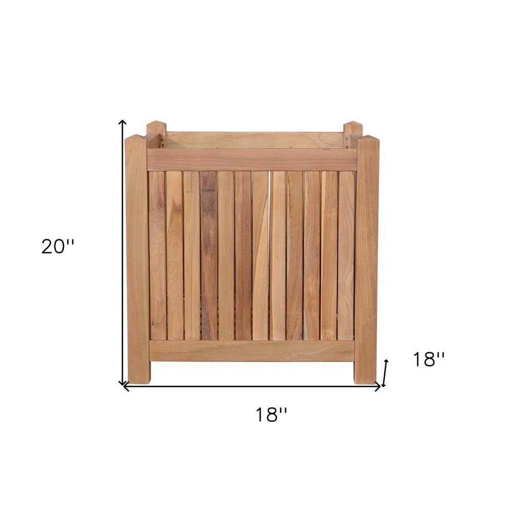 18" Natural Solid Wood Indoor Outdoor Square Planter Box