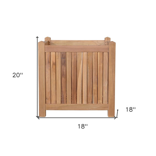 18" Natural Solid Wood Indoor Outdoor Square Planter Box
