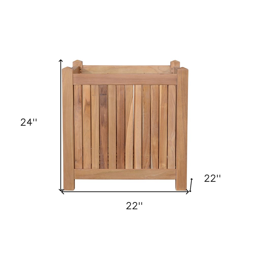 22" Natural Solid Wood Indoor Outdoor Square Planter Box