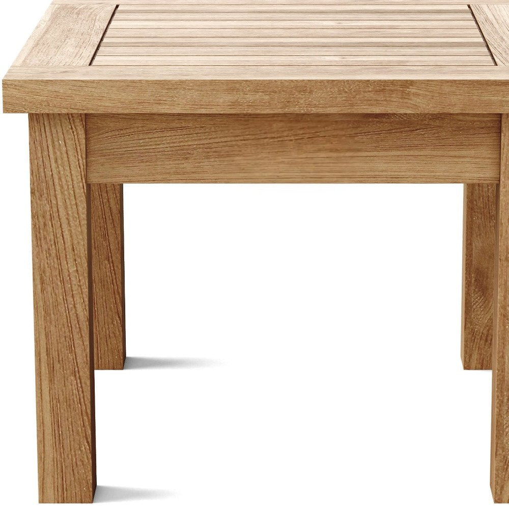 20" Natural Square Solid Wood Outdoor Side Table