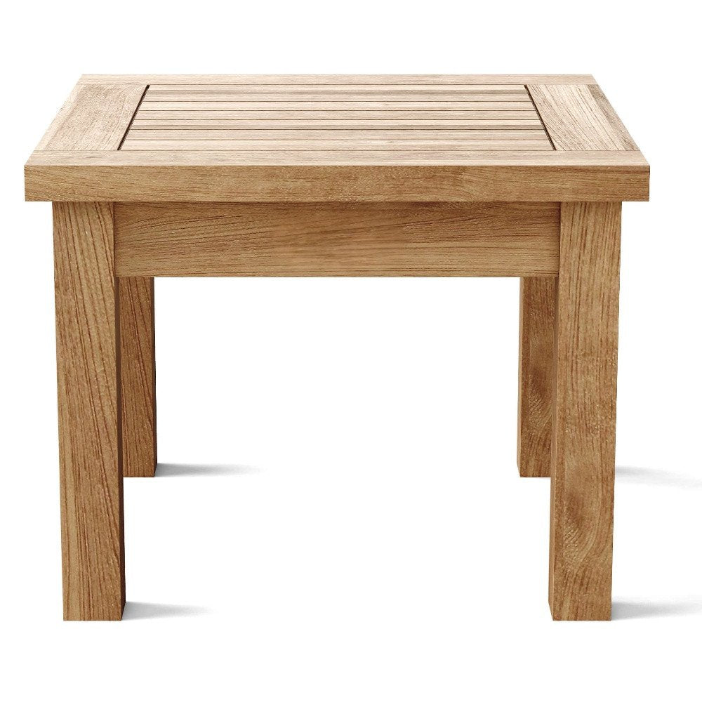 20" Natural Square Solid Wood Outdoor Side Table