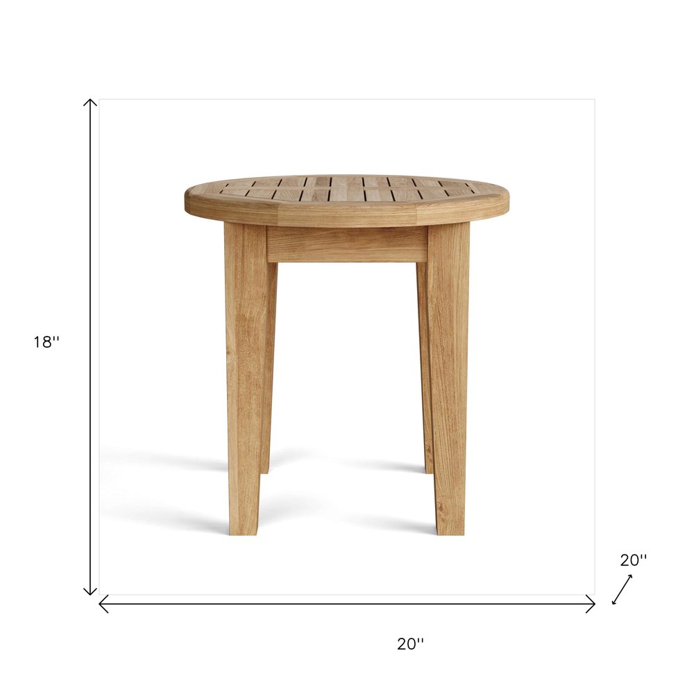 20" Natural Rounded Solid Wood Outdoor Side Table