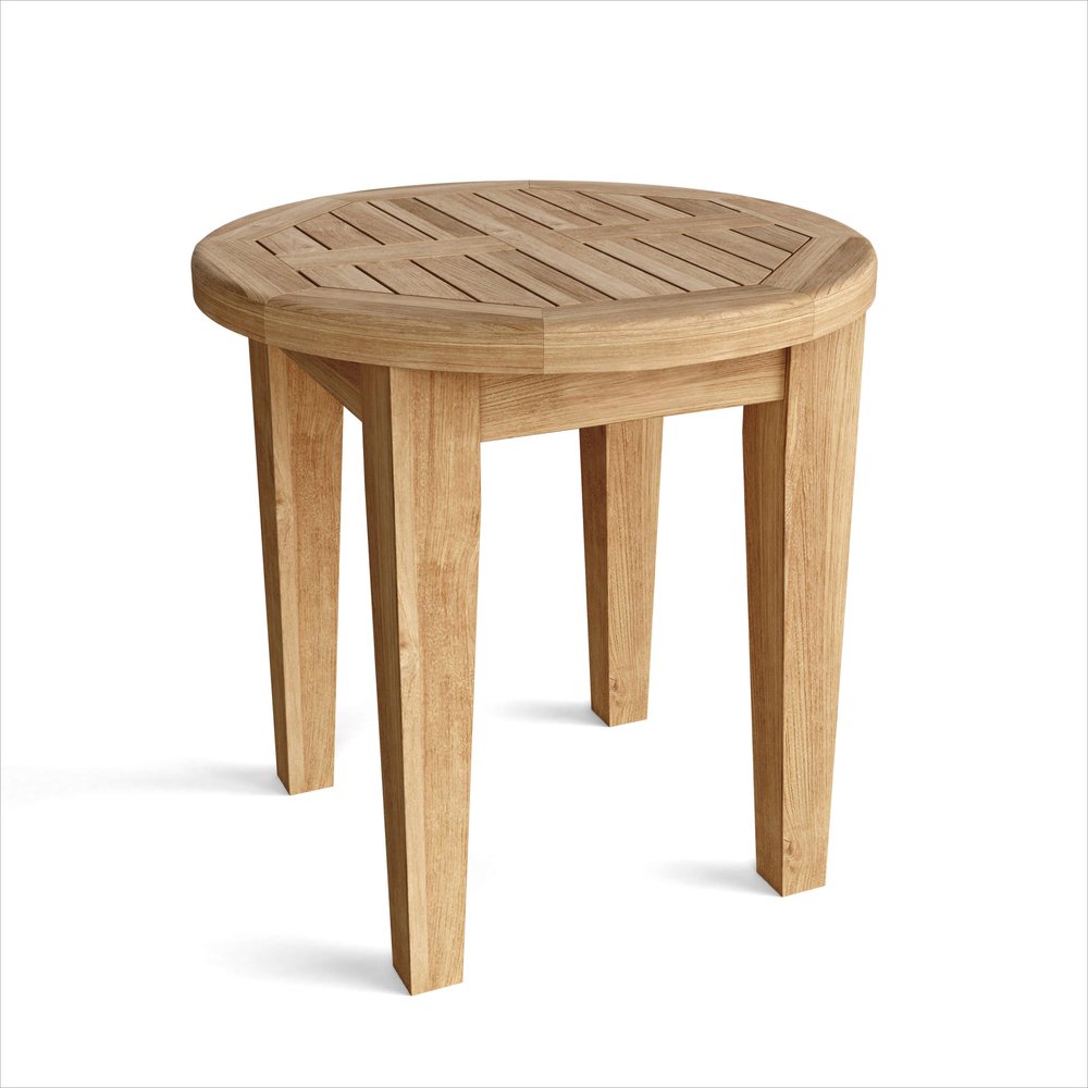 20" Natural Rounded Solid Wood Outdoor Side Table