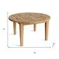 35" Natural Rounded Solid Wood Outdoor Coffee Table