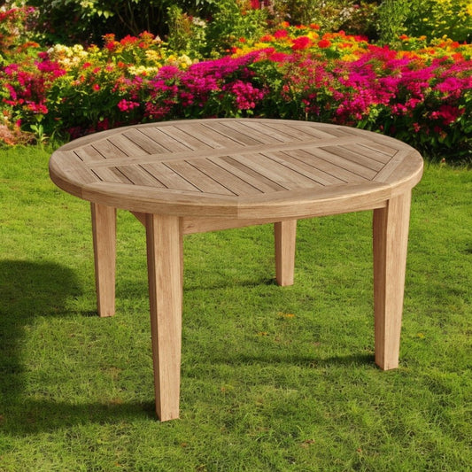 35" Natural Rounded Solid Wood Outdoor Coffee Table