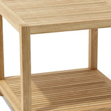 22" Natural Square Solid Wood Outdoor Side Table