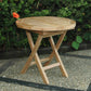 20" Natural Rounded Solid Wood Folding Outdoor Side Table