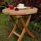 20" Natural Rounded Solid Wood Folding Outdoor Side Table