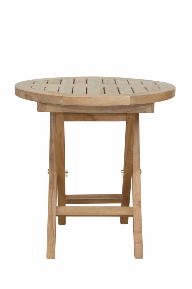 20" Natural Rounded Solid Wood Folding Outdoor Side Table