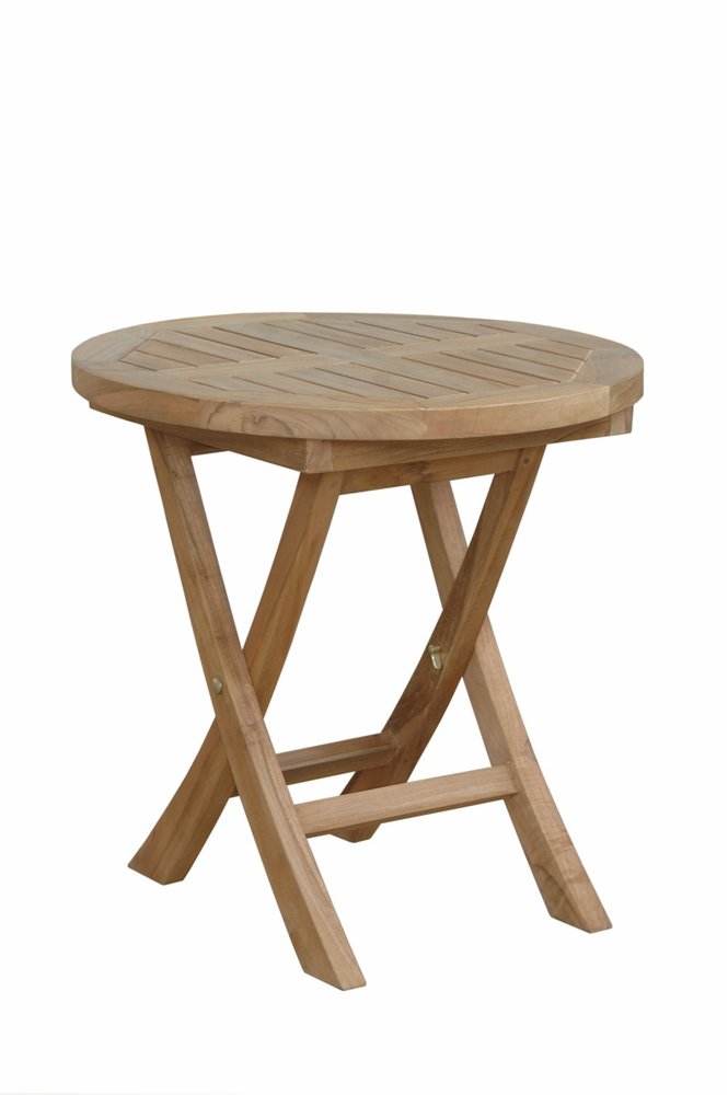 20" Natural Rounded Solid Wood Folding Outdoor Side Table