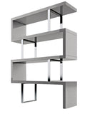 67" Gray And Silver Metal and Wood Three Tier Etagere Bookcase