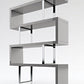67" Gray And Silver Metal and Wood Three Tier Etagere Bookcase
