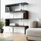 67" Black And Silver Metal and Wood Three Tier Etagere Bookcase