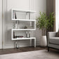 67" White And Silver Metal and Wood Three Tier Etagere Bookcase