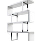 67" White And Silver Metal and Wood Three Tier Etagere Bookcase