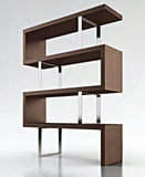 67" Brown And Silver Metal and Wood Three Tier Etagere Bookcase