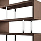67" Brown And Silver Metal and Wood Three Tier Etagere Bookcase