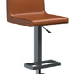Orange and Black Faux Leather and Metal Low Back Adjustable Height Bar Chair