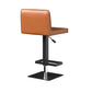 Orange and Black Faux Leather and Metal Low Back Adjustable Height Bar Chair