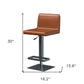 Orange and Black Faux Leather and Metal Low Back Adjustable Height Bar Chair