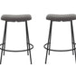 Set of Two 26" Gray and Black Fabric and Metal Backless Counter Height Bar Chairs