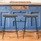 Set of Two 26" Gray and Black Fabric and Metal Backless Counter Height Bar Chairs