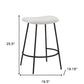 Set of Two 26" White and Black Fabric and Metal Backless Counter Height Bar Chairs