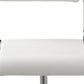 Set of Two White and Silver Metal and Faux Leather Low Back Adjustable Height Bar Chairs