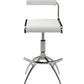 Set of Two White and Silver Metal and Faux Leather Low Back Adjustable Height Bar Chairs