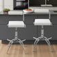 Set of Two White and Silver Metal and Faux Leather Low Back Adjustable Height Bar Chairs