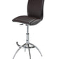 Set of Two Brown and Silver Metal and Faux Leather Low Back Adjustable Height Bar Chairs