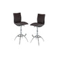 Set of Two Brown and Silver Metal and Faux Leather Low Back Adjustable Height Bar Chairs