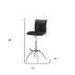 Set of Two Black and Silver Faux Leather and Metal Low Back Adjustable Height Bar Chairs
