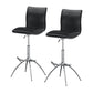 Set of Two Black and Silver Faux Leather and Metal Low Back Adjustable Height Bar Chairs