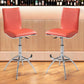 Set of Two Orange and Silver Faux Leather and Metal Low Back Adjustable Height Bar Chairs