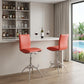 Set of Two Orange and Silver Faux Leather and Metal Low Back Adjustable Height Bar Chairs