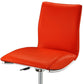 Set of Two Red and Silver Faux Leather and Metal Low Back Adjustable Height Bar Chairs