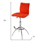 Set of Two Red and Silver Faux Leather and Metal Low Back Adjustable Height Bar Chairs