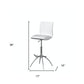Set of Two White and Silver Faux Leather and Metal Low Back Adjustable Height Bar Chairs
