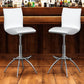 Set of Two White and Silver Faux Leather and Metal Low Back Adjustable Height Bar Chairs
