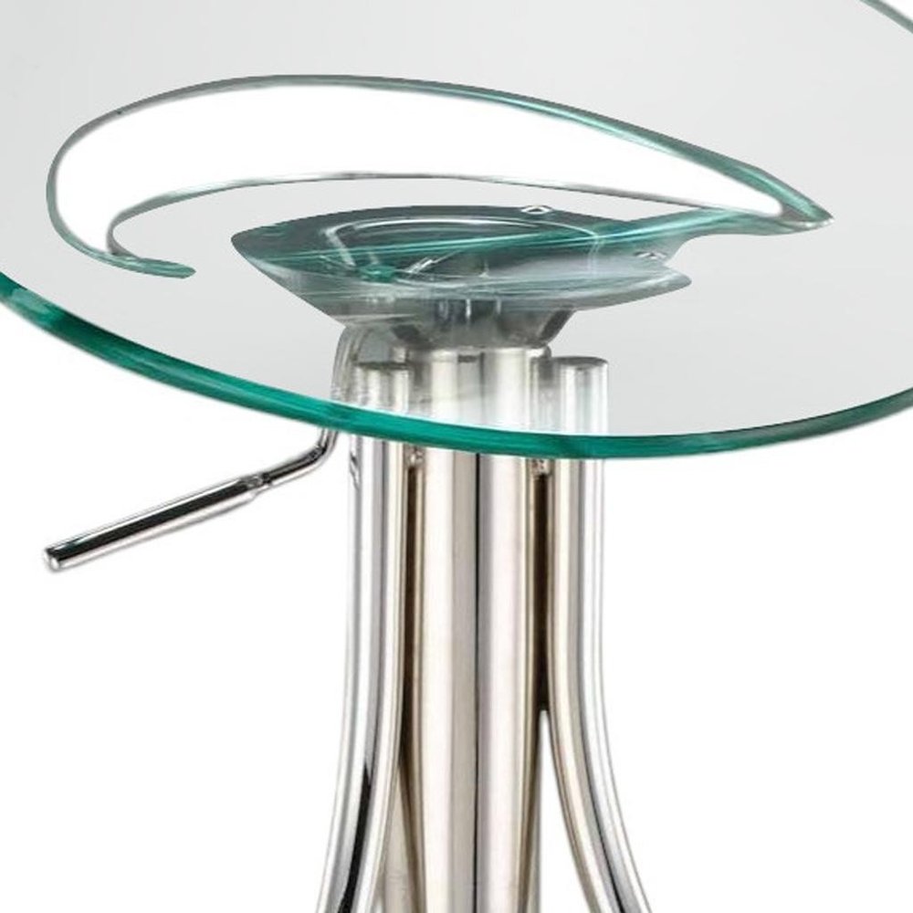 Clear and Silver Metal and Heavy Duty Plastic Low Back Adjustable Height Bar Chair