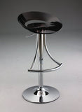 Black and Silver Metal and Heavy Duty Plastic Low Back Adjustable Height Bar Chair